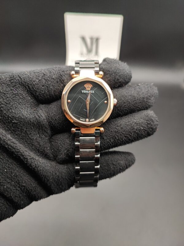 Versace Style Ladies Watch - Black Dial with Rose Gold Case